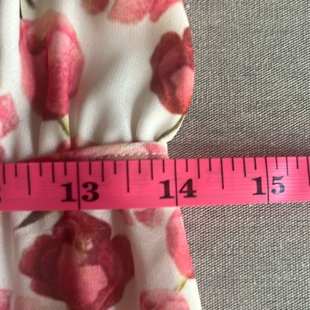 Samantha Sipos Medium Pink Strawberry Floral Front Tie Ruffles Midi Dress Kawaii - Picture 14 of 15